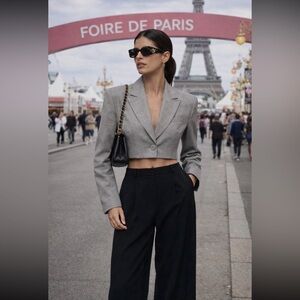 Leather Anthropologie NWT Lamarque Harmina Leather Crop Blazer size S.